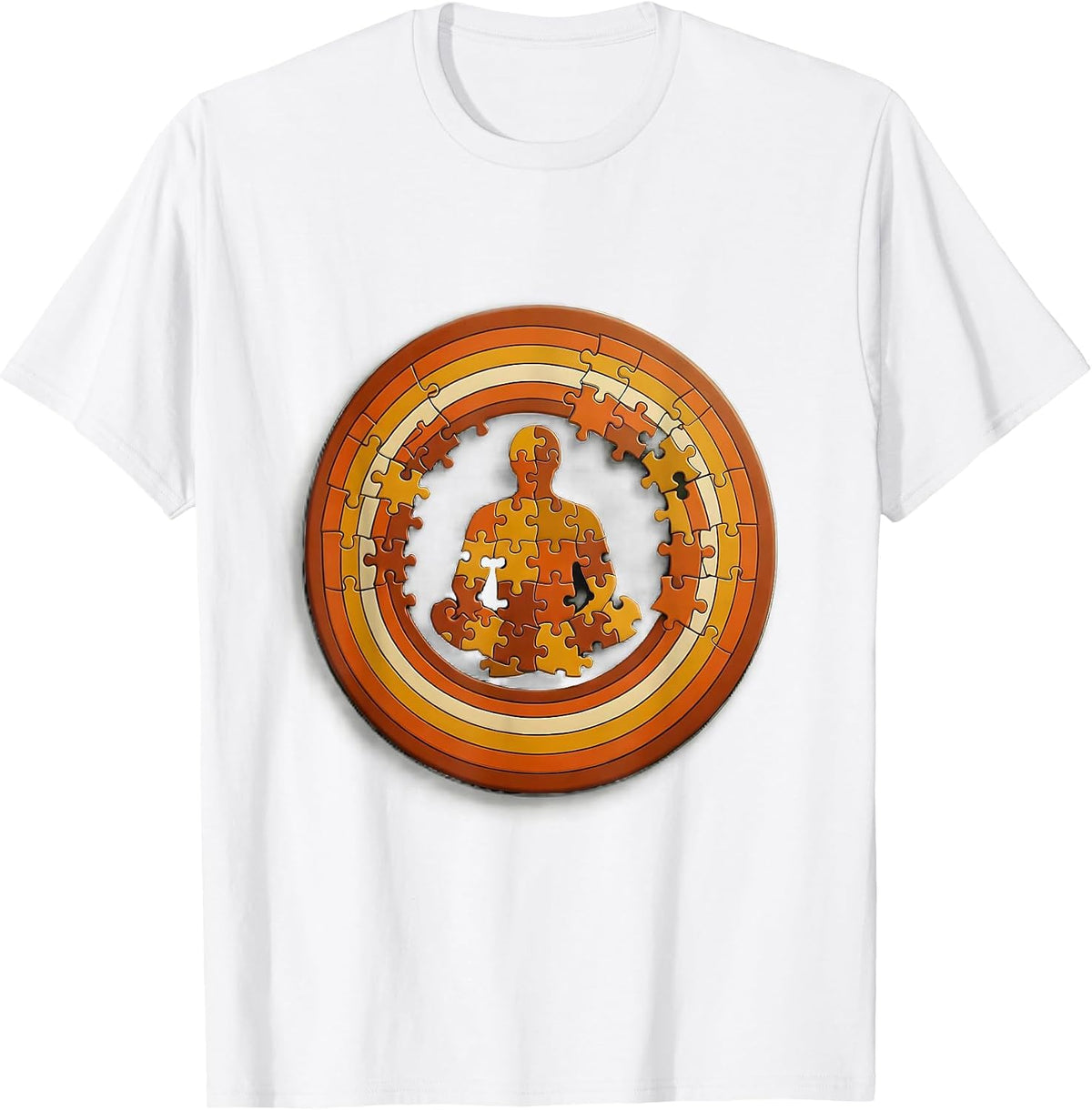 Men's School Counselor Puzzle Piece Silhouette Design T-Shirt - White