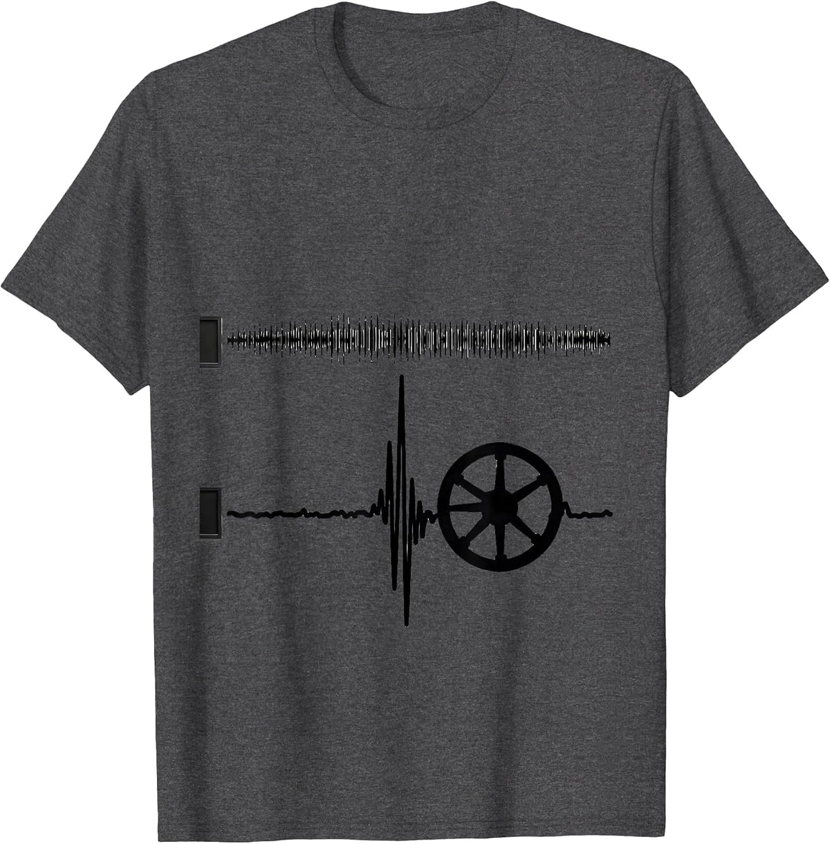 Heartbeat Pulse Line Art Car Enthusiast Auto Mechanic T-Shirt - Dark Heather Grey