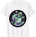 Men's Angry Snapping Turtle Lunging From Water Design T-Shirt - White