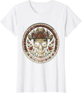 Women's Floral Cowboy Hat Skull Western Boho Art T-Shirt - White