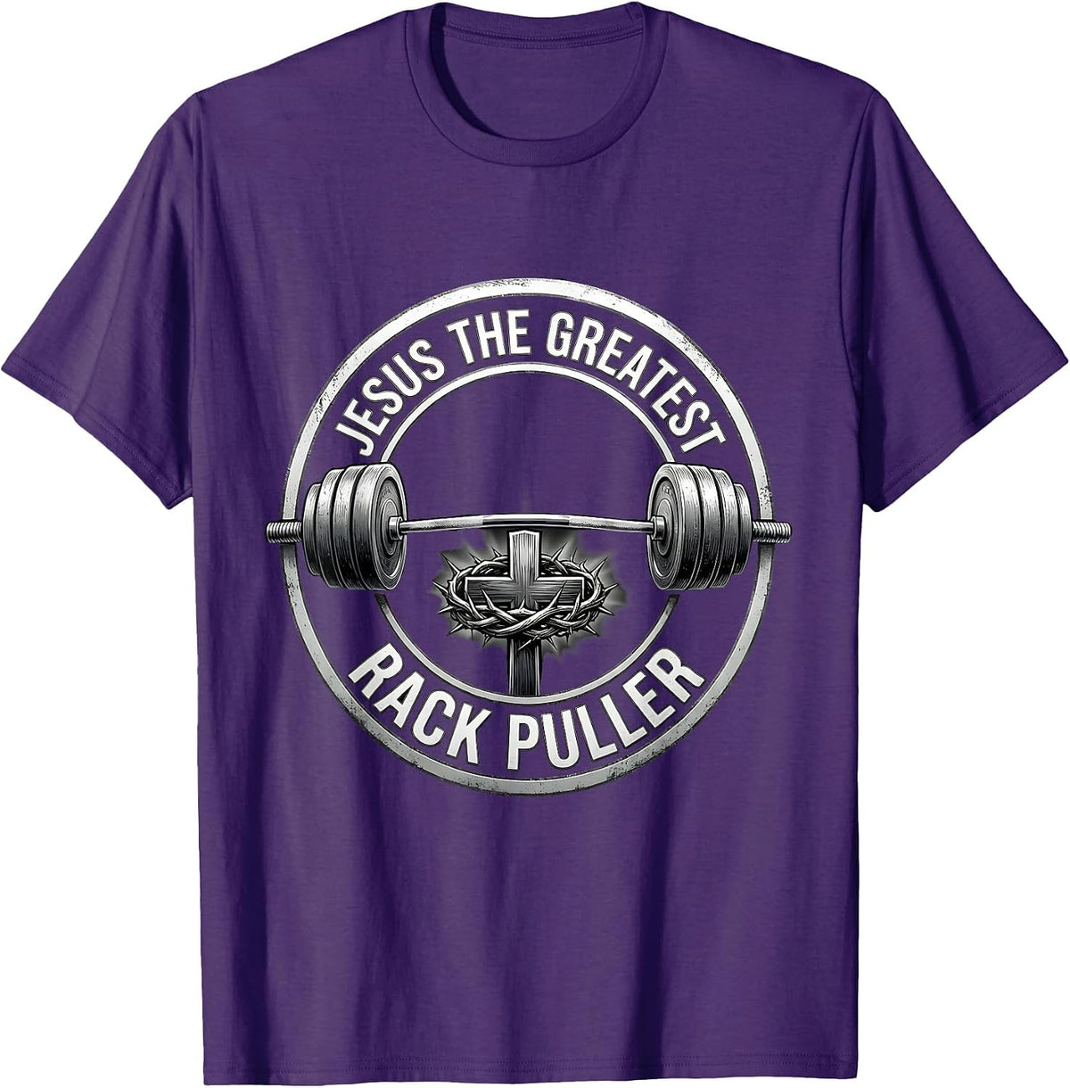 Men's Jesus The Greatest Rack Puller Funny Christian Gym T-Shirt - Purple