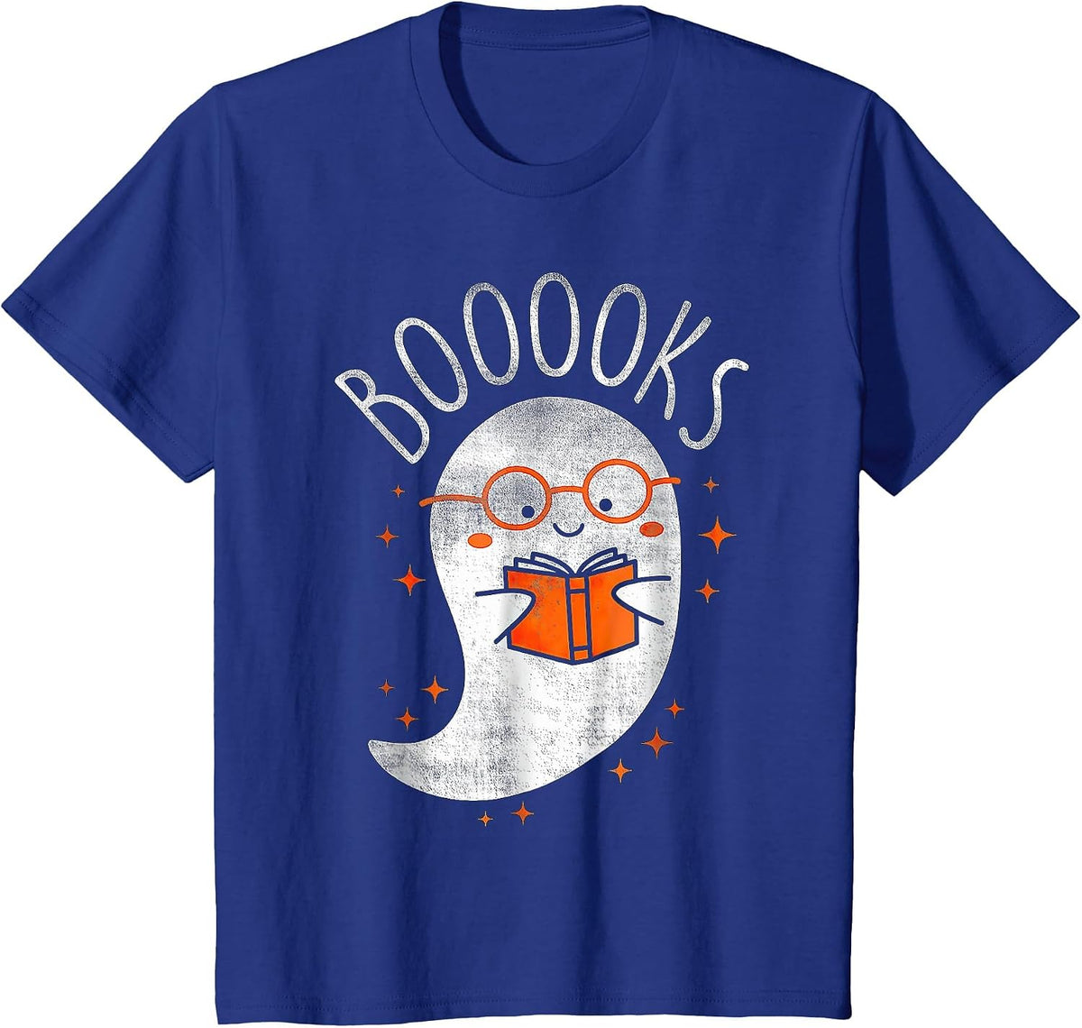 Halloween Cute Ghost Book Reading Teacher T-Shirt - Royal Blue