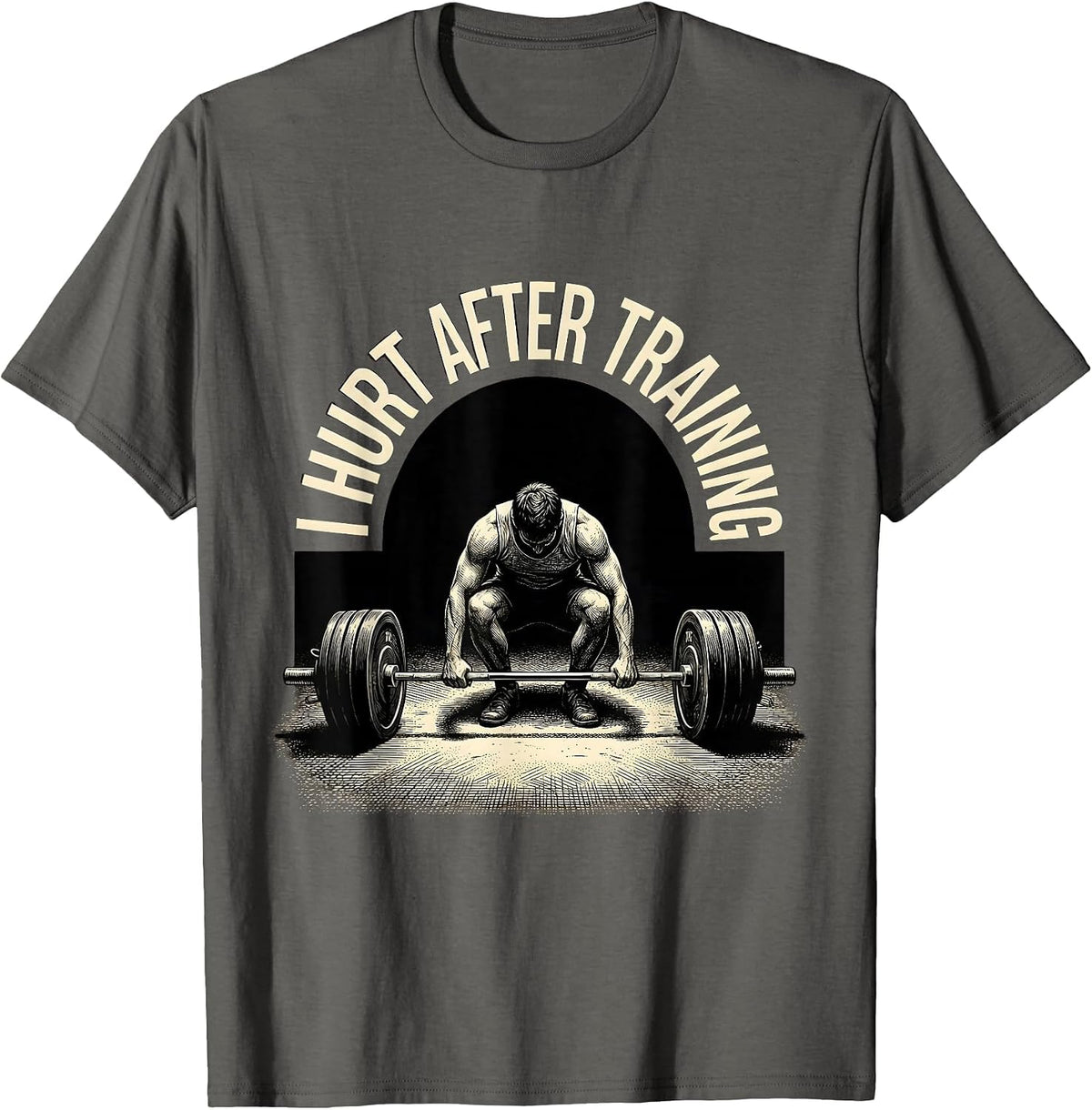 Men's I Hurt After Training Funny Gym Workout Weightlifting Humor T-Shirt - Asphalt Grey