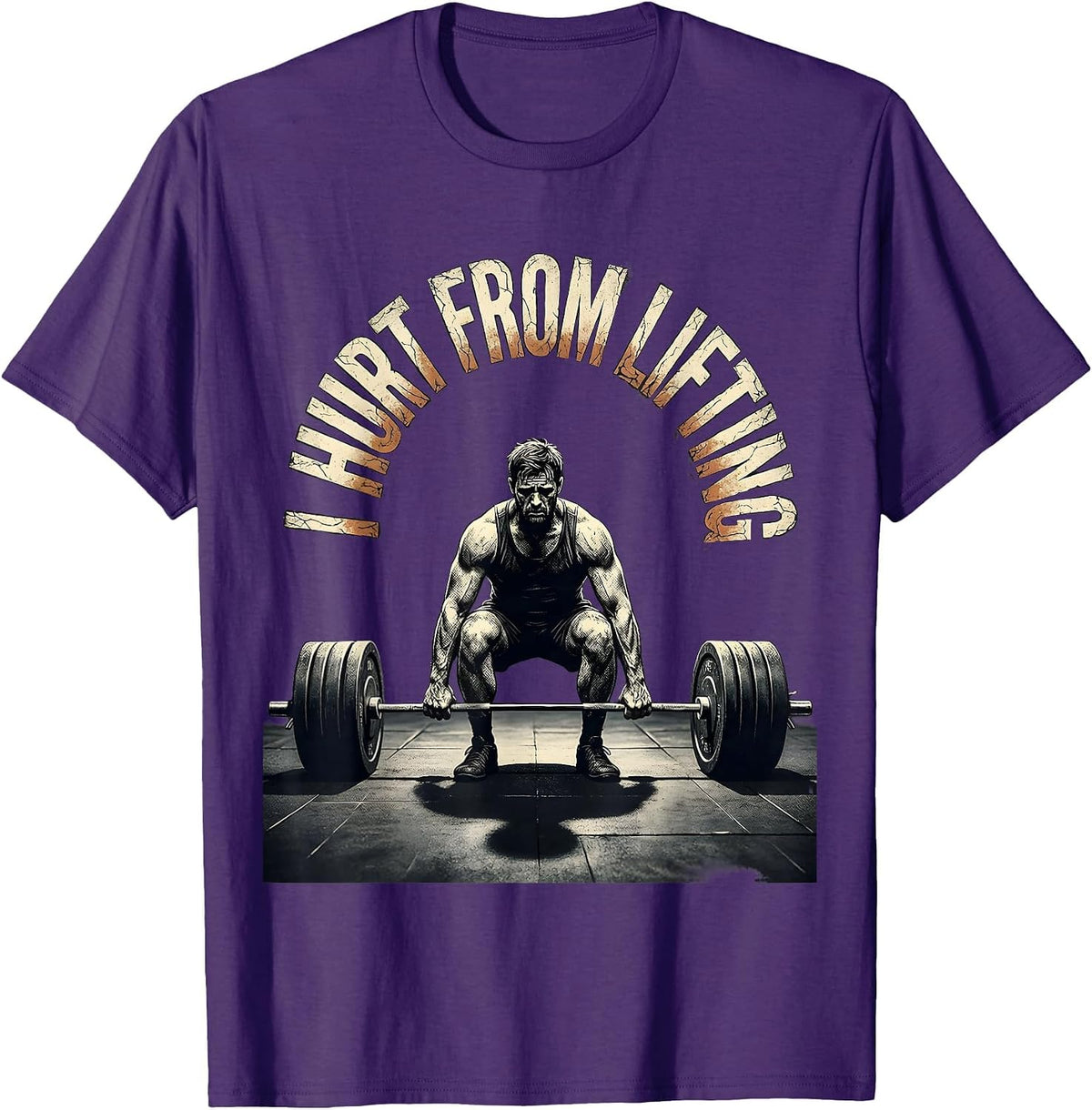 I Hurt From Lifting Distressed Funny Gym Workout T-Shirt - Purple