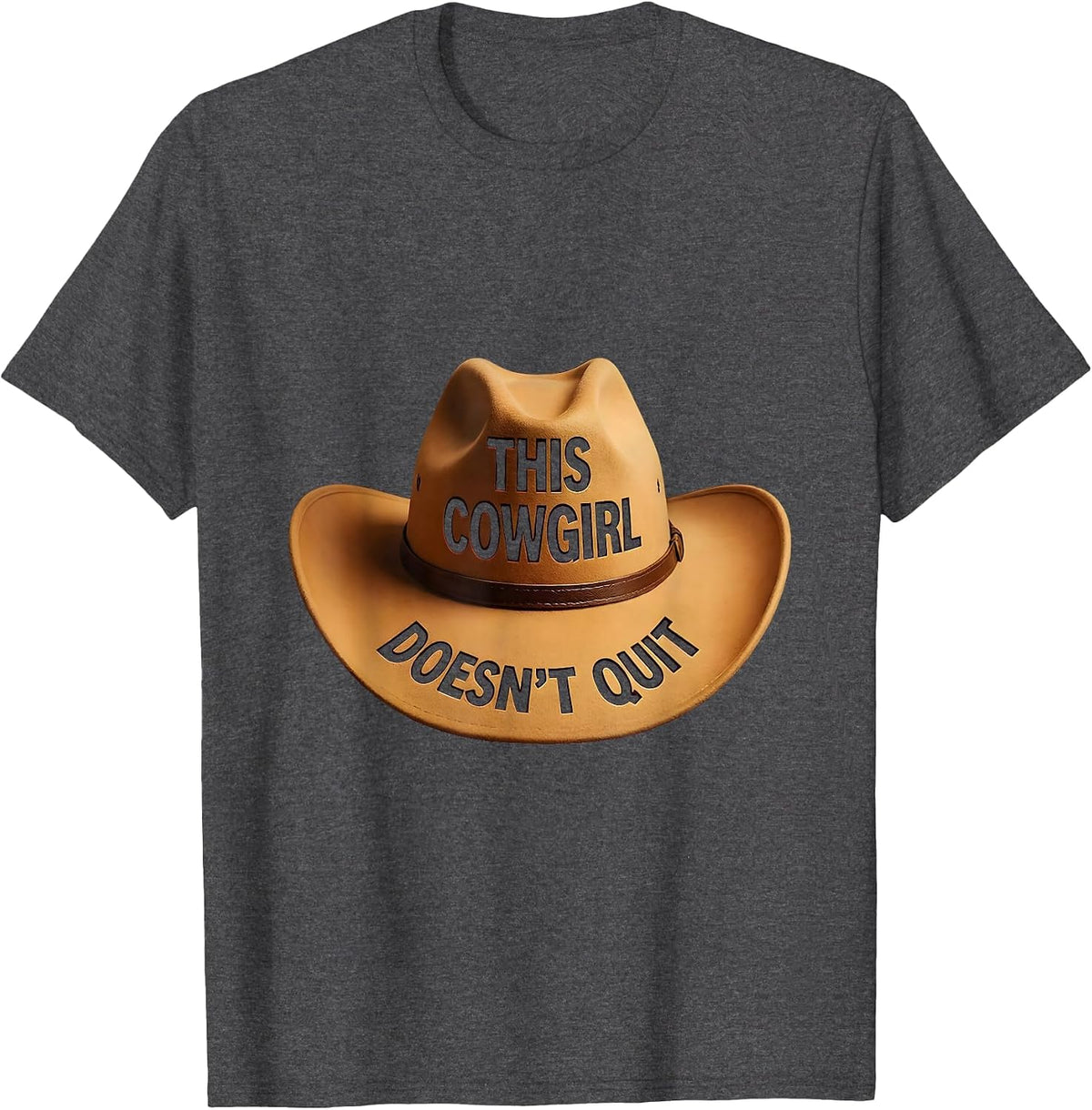 This Cowgirl Doesn't Quit Rodeo Design T-Shirt - Dark Heather Grey