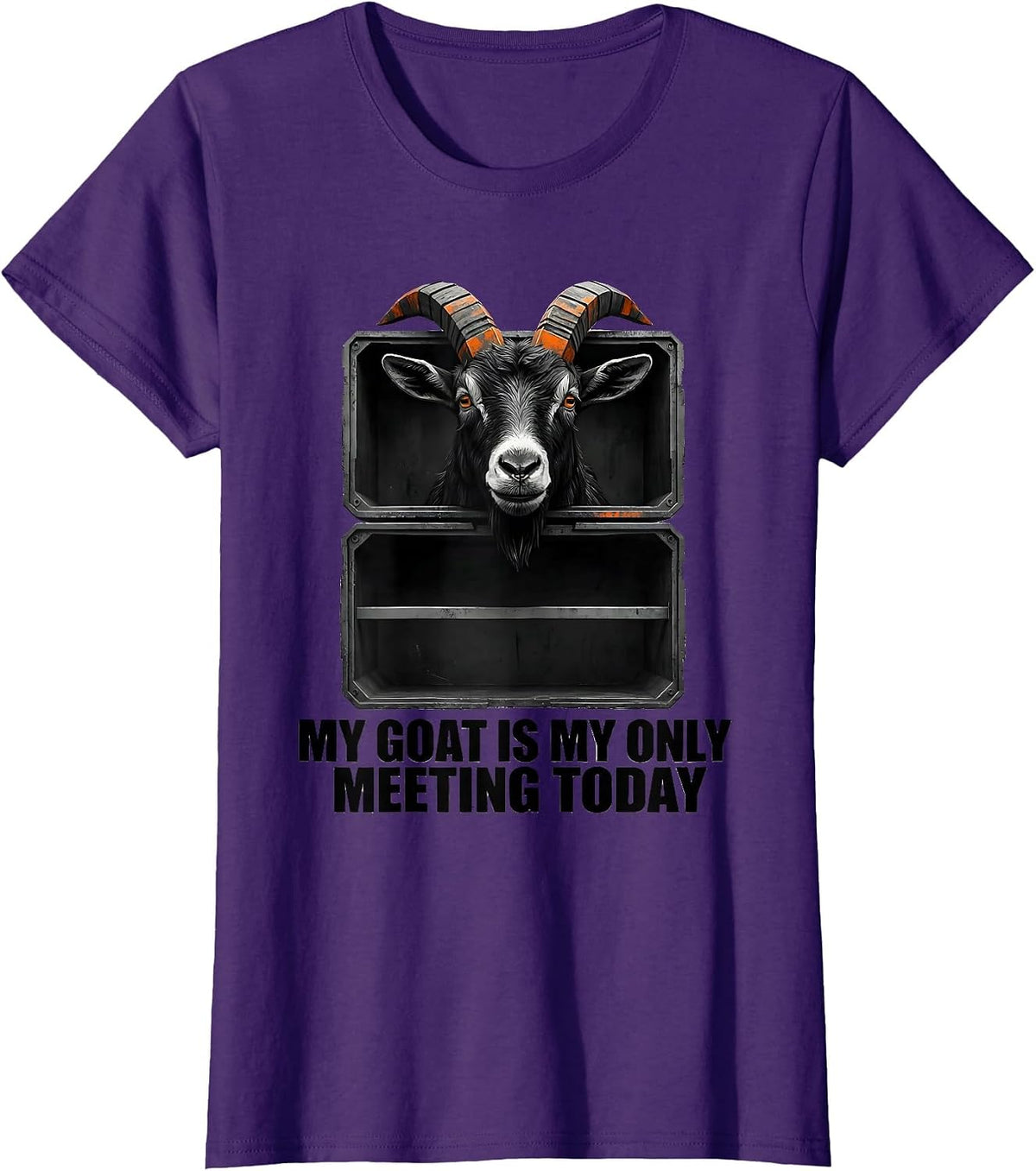 Women's My Goat Is My Only Meeting Today Brutalist Pet Owner Humor T-Shirt - Purple