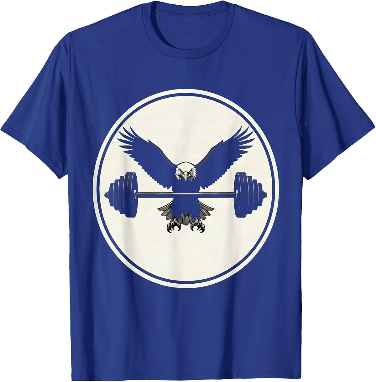 Eagle Soaring Dumbbell Wings Gym Graphic T-Shirt - Royal Blue