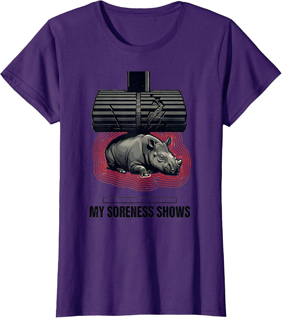 Women's My Soreness Shows Funny Gym Animal Weightlifting Workout T-Shirt - Purple