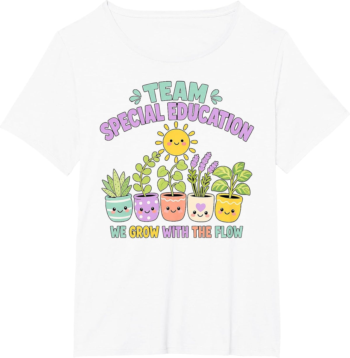 Team Sped Grow with The Flow Cute Special Education Teacher T-Shirt - White