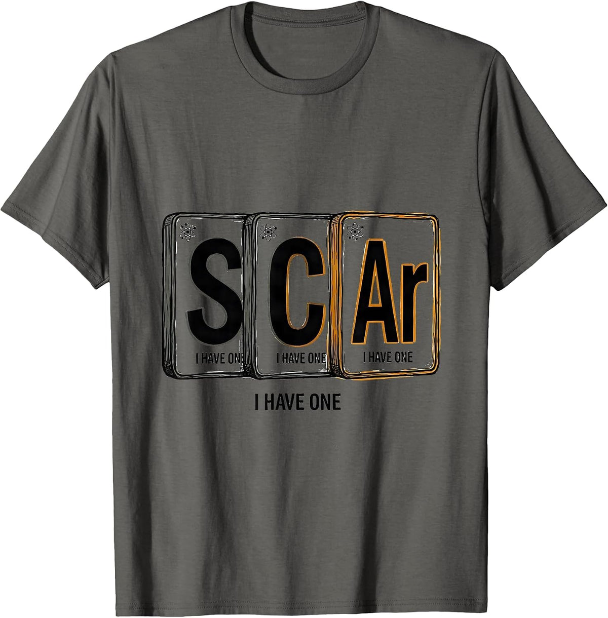 SCAr Funny Chemistry Periodic Table Element Science Geek T-Shirt - Asphalt Grey