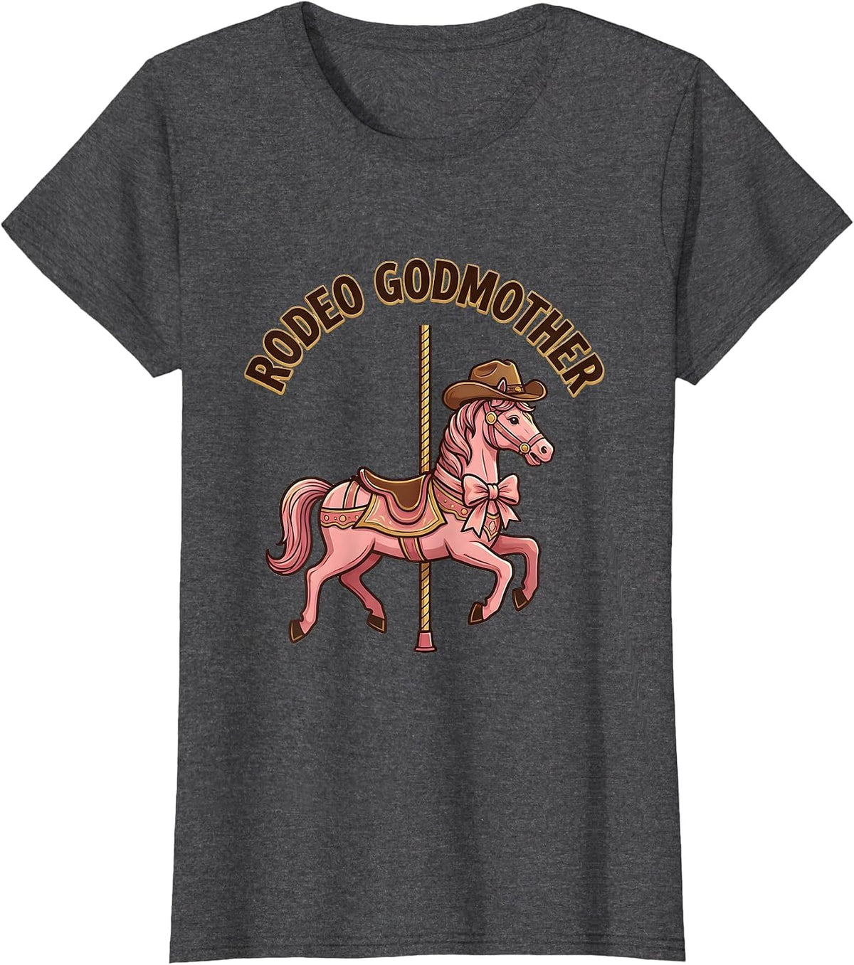 Women's Rodeo Godmother Playful Cowgirl Birthday Party Family T-Shirt - Dark Heather Grey