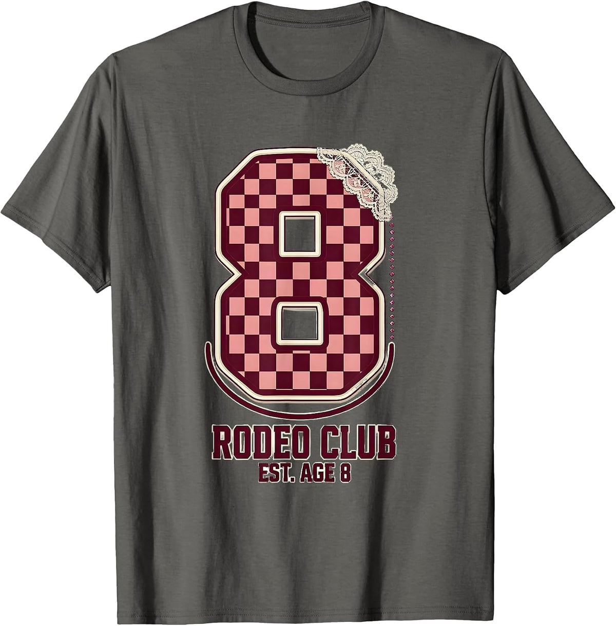 Men's Rodeo Club Est Age 8 Cowgirl Disco Birthday Girl Party T-Shirt - Asphalt Grey