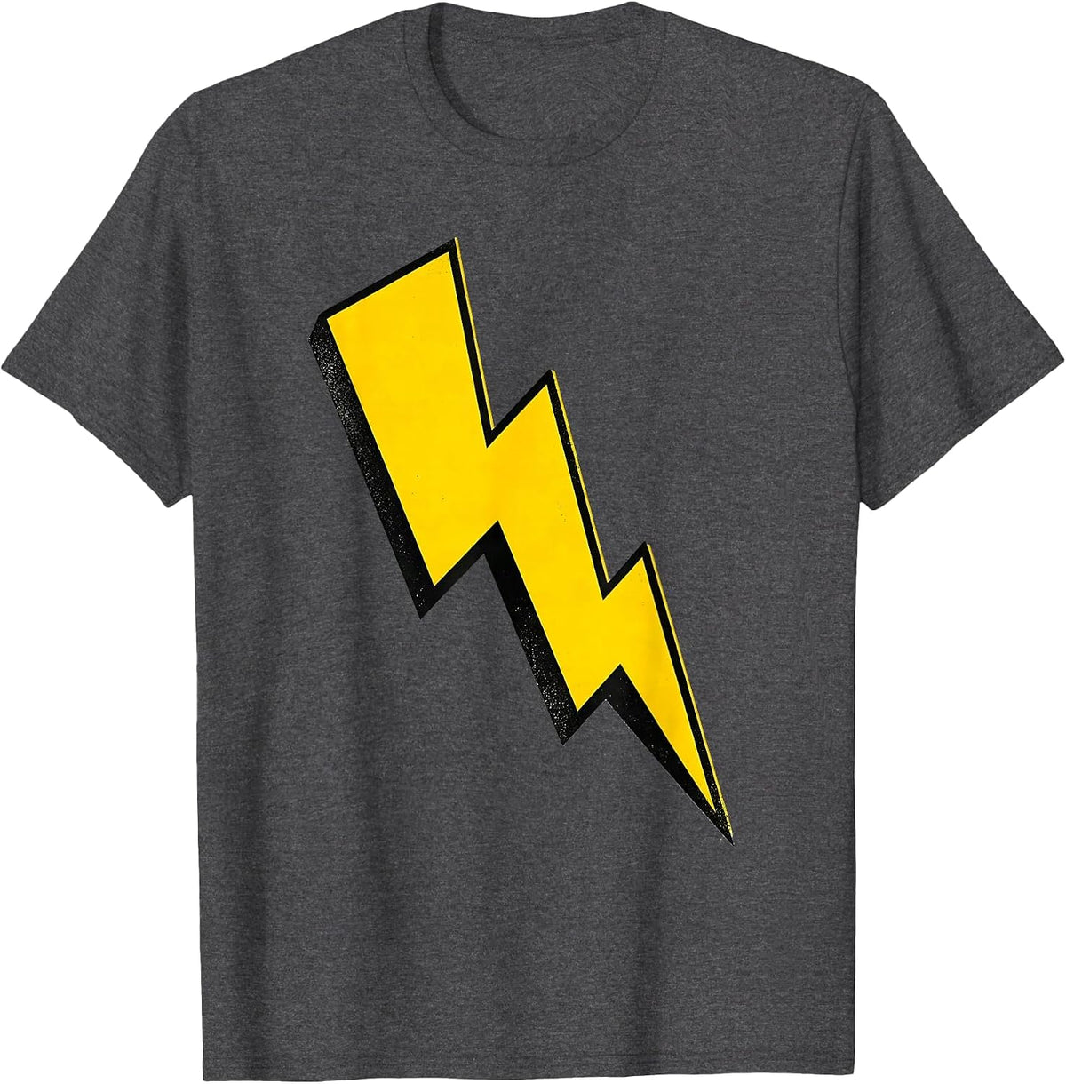 Bold Lightning Bolt Screenprint Poster Graphic Icon T-Shirt - Dark Heather Grey