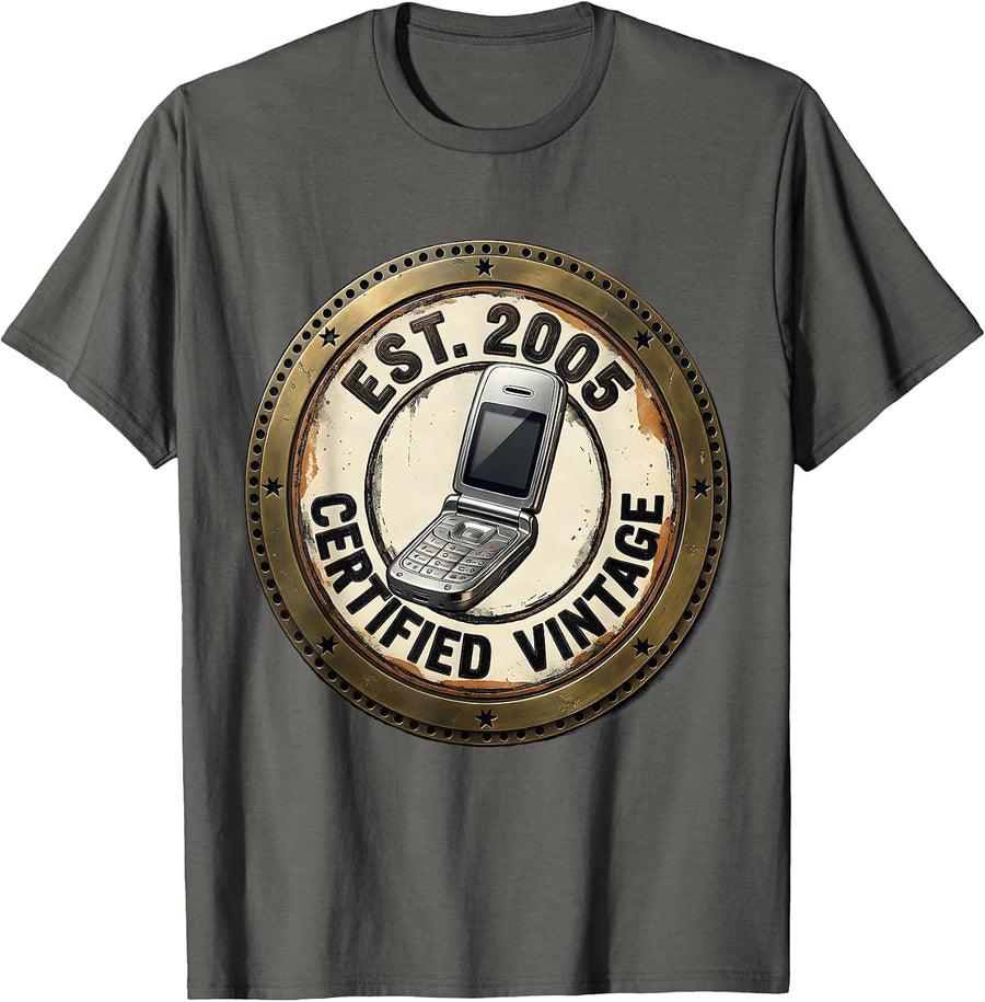Est. 2005 Certified Vintage Vintage Birth-Year Stamp T-Shirt - Asphalt Grey