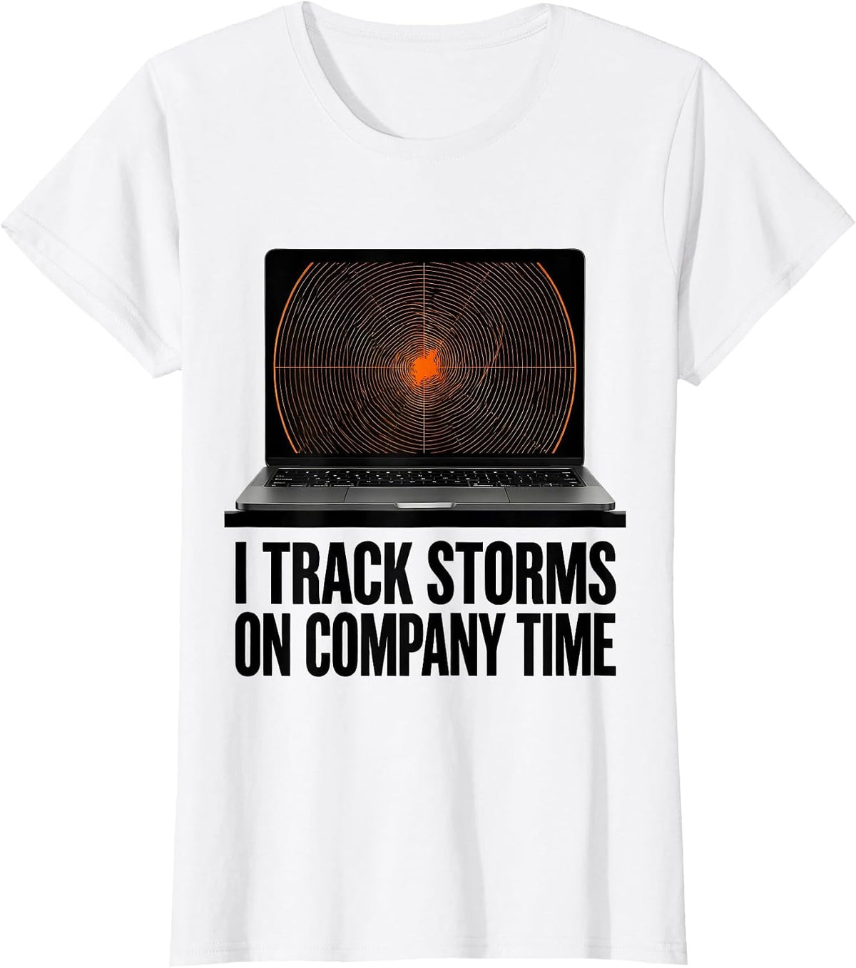 Women's I Track Storms On Company Time Brutalist Meteorology T-Shirt - White