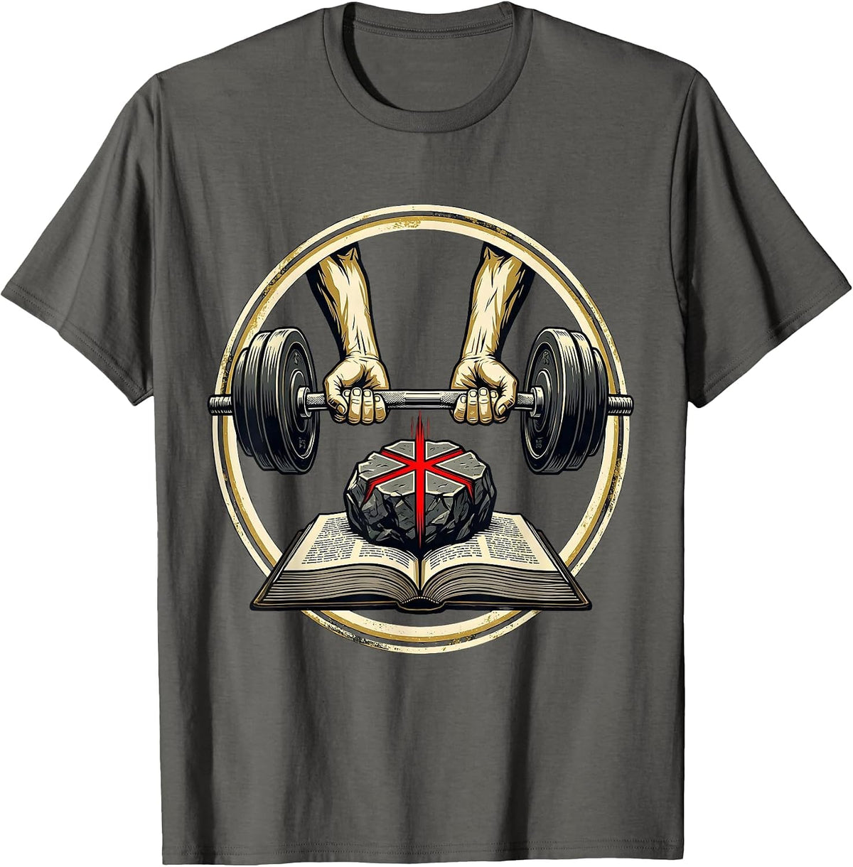 Iron Sharpen's Iron Christian Men Bible Scripture Gym T-Shirt - Asphalt Grey