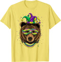 Bear Animal Lover Cute Mardi Gras Carnival Jester T-Shirt, Men, Lemon Yellow, Medium - As Pictured