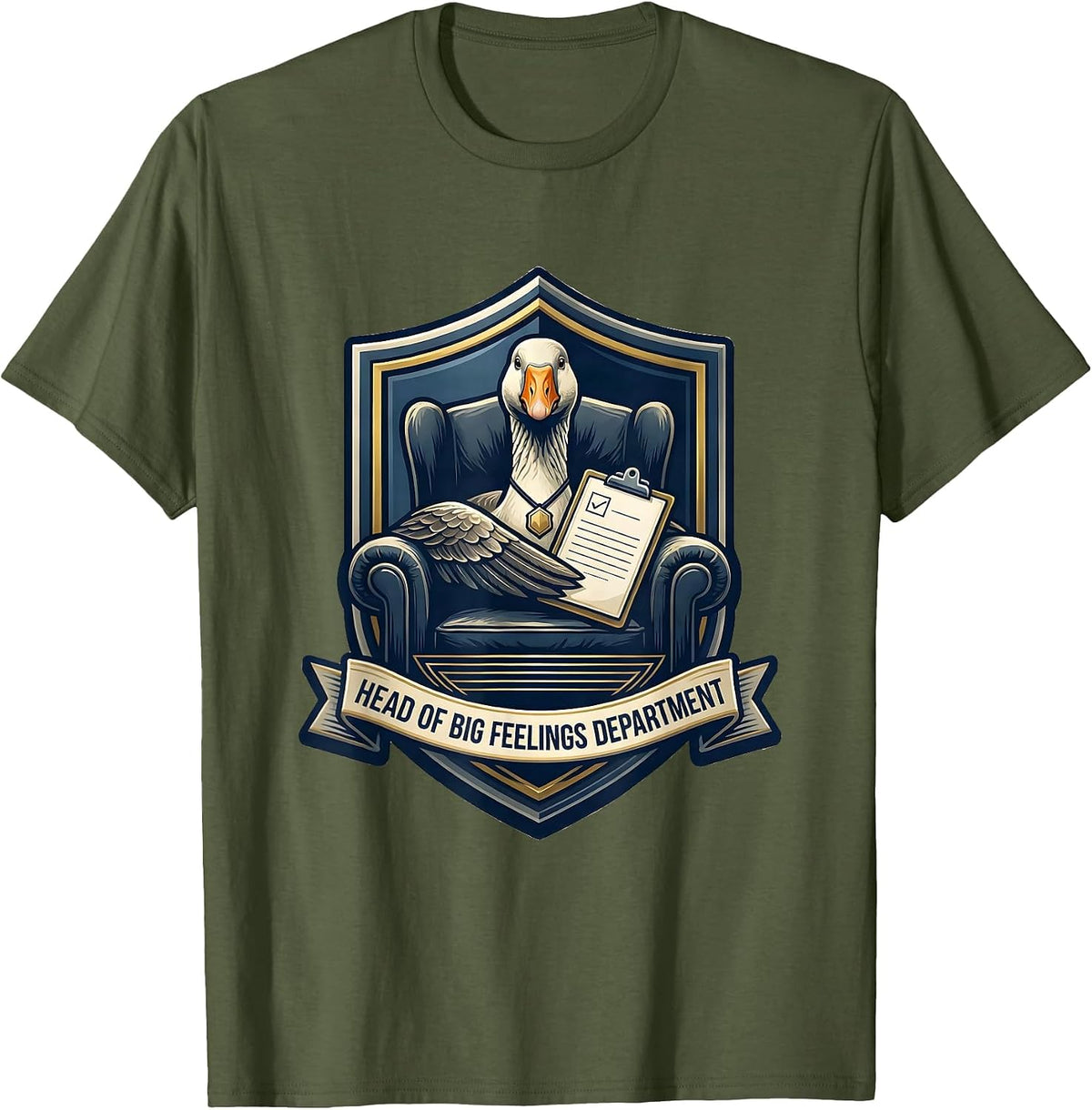 Head of Big Feelings Department Funny Mental Health T-Shirt - Olive Green