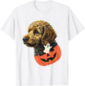 Men's Goldendoodle Ghost Jack-o'-lantern Midcentury Modern T-Shirt - White