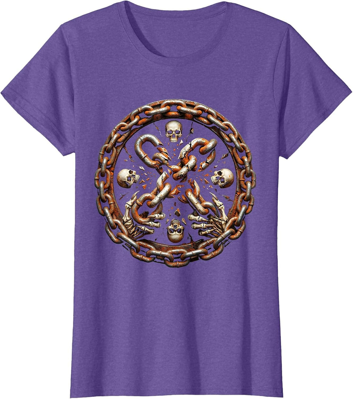 Broken Chain Grunge Graphic Design T-Shirt - Purple Heather