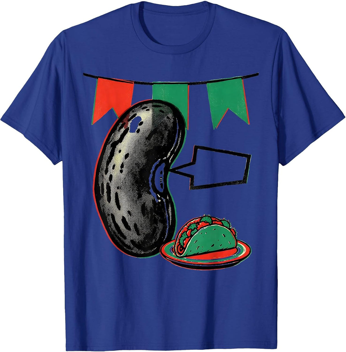 Oversized Pinto Bean Taco Party Humor Cinco De Mayo T-Shirt - Royal Blue