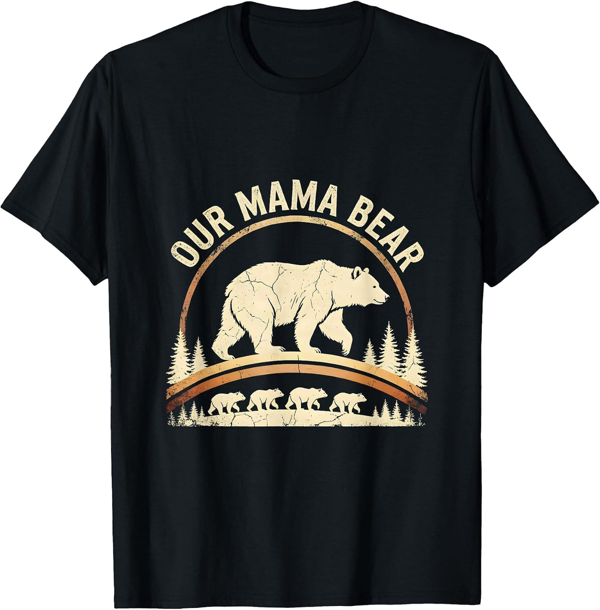 Men's Our Mama Bear Boho Western Mama Cub Matching Family T-Shirt - Black
