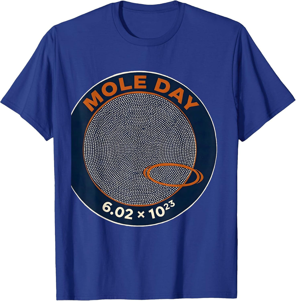 Men's Sealed Dot Badge Screenprint Chemistry Teacher Mole Day T-Shirt - Royal Blue