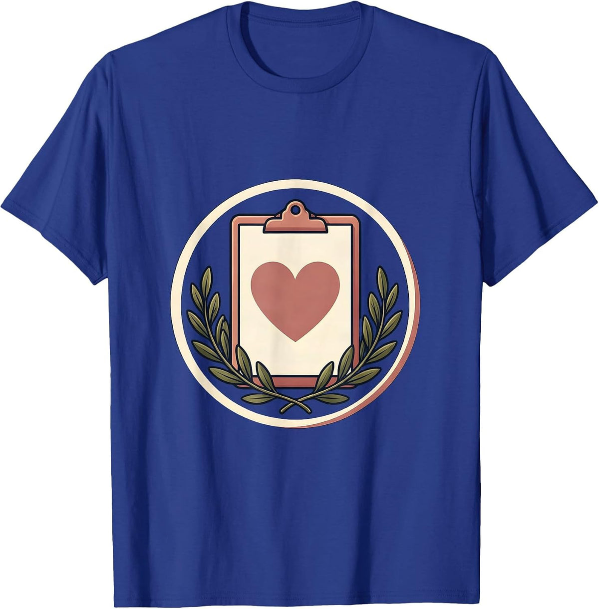 Men's School Counselor Clipboard Heart Illustration T-Shirt - Royal Blue