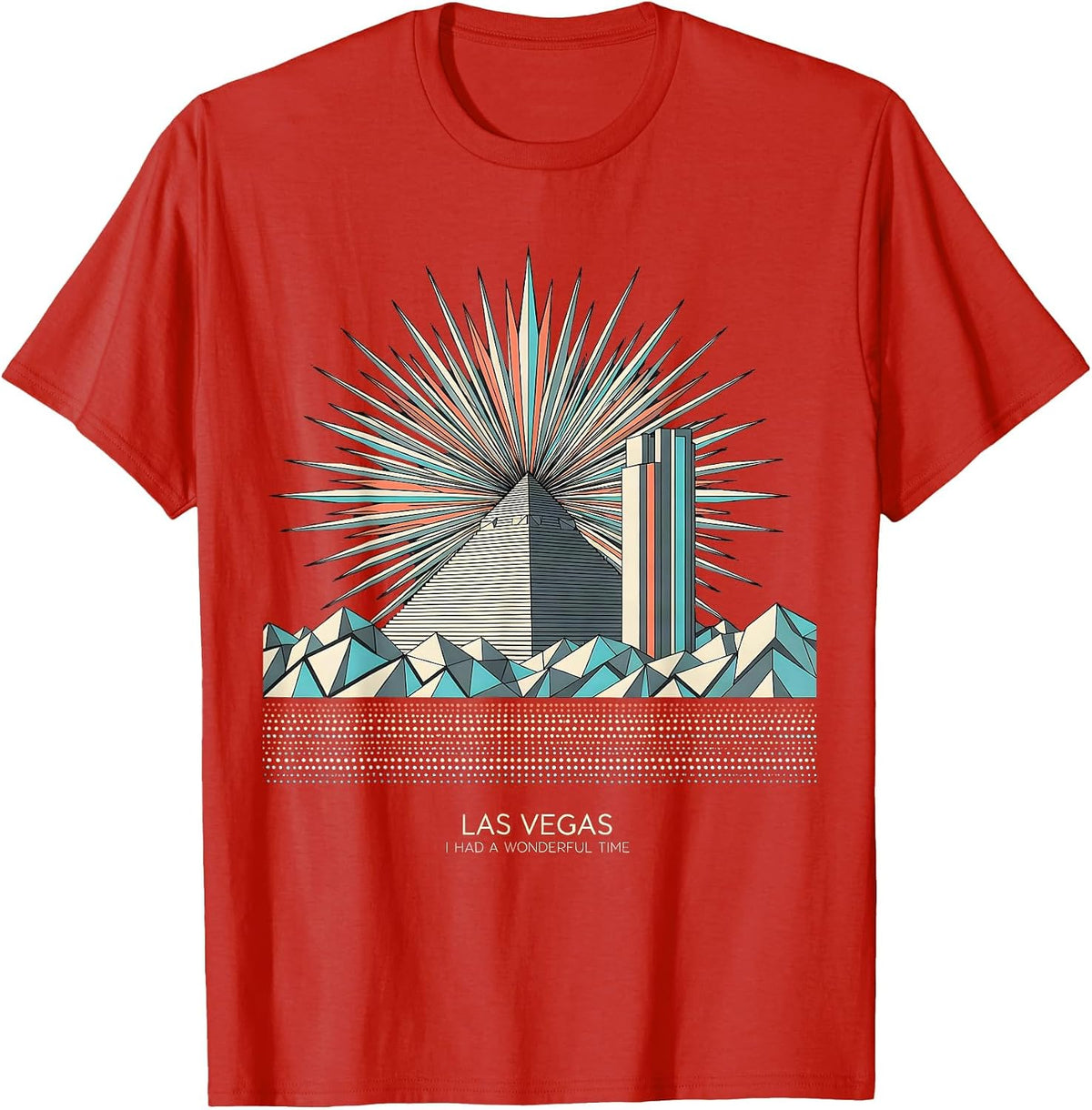 Men's Las Vegas, I Had A Wonderful Time Geometric Skyline Souvenir T-Shirt - Red