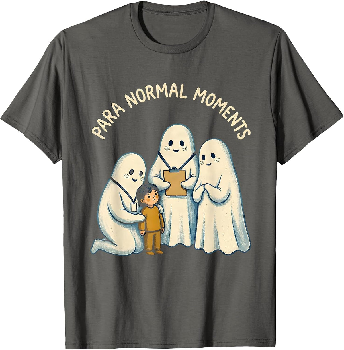 Men's Para Normal Moments Storybook Ghost Paraeducator Halloween T-Shirt - Asphalt Grey
