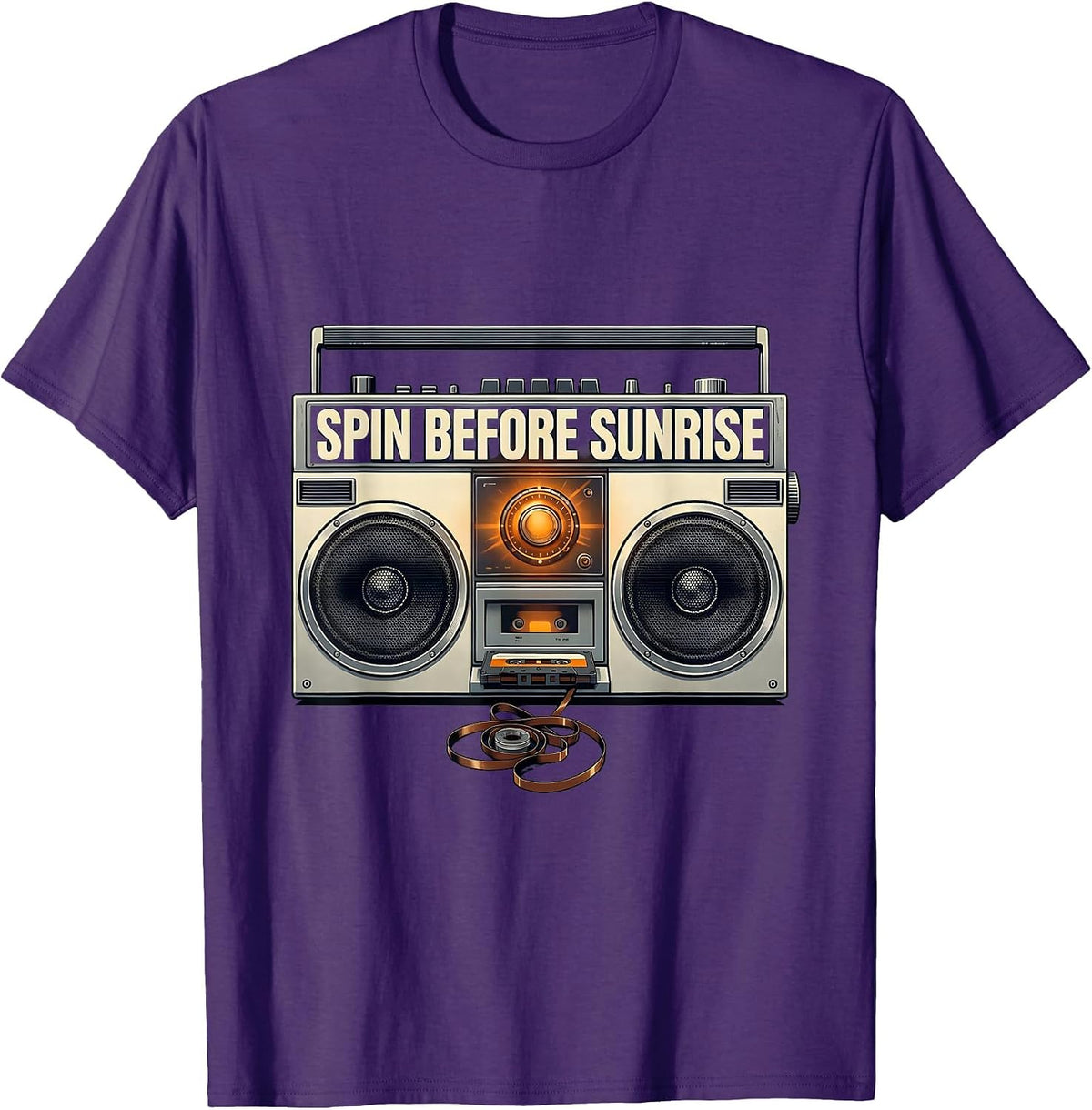 Spin Before Sunrise Retro Old School Hip Hop Cassette T-Shirt - Purple