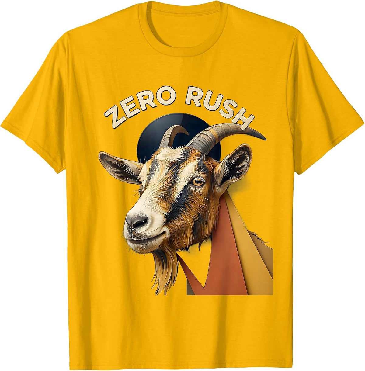 Zero Rush Paper Cutout Goat Wearing Sunglasses Funny Animal T-Shirt - Golden Yellow