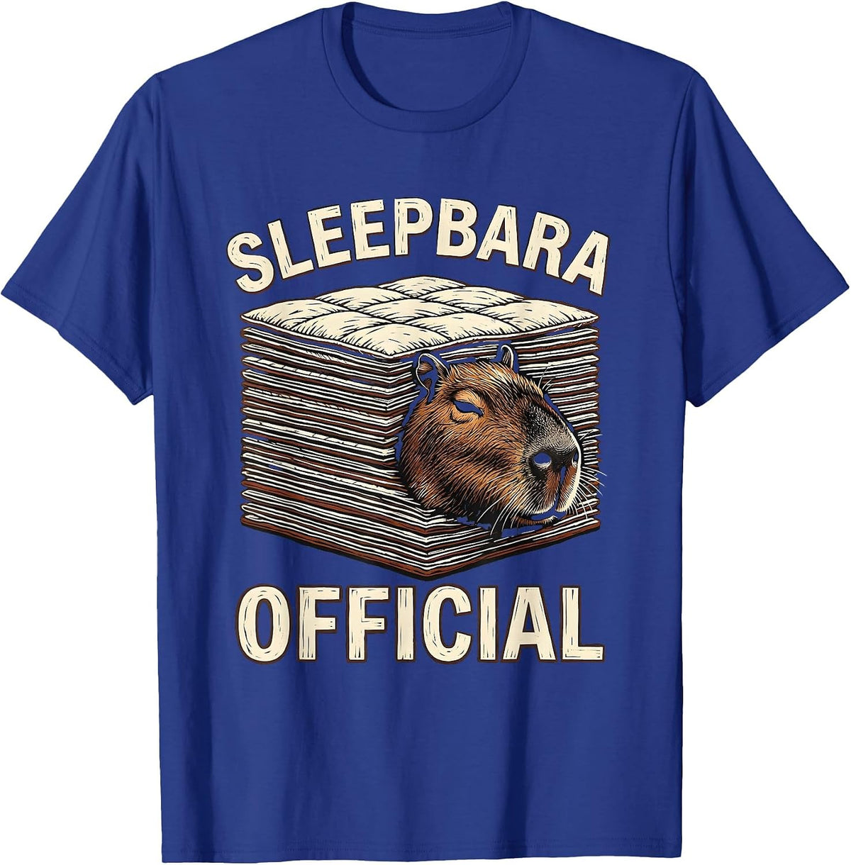 Men's Sleepbara Official Cute Capybara Pajama Kids Sleepwear Humor T-Shirt - Royal Blue