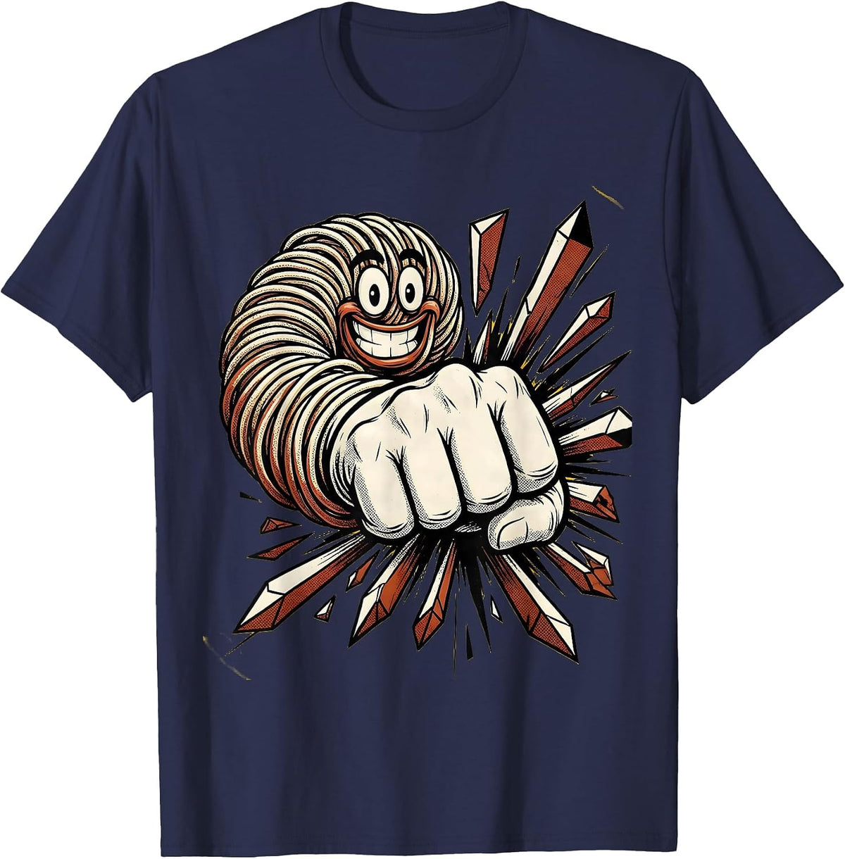 Fist Through Glass Graphic Tee - Bold Statement T-Shirt - Navy Blue