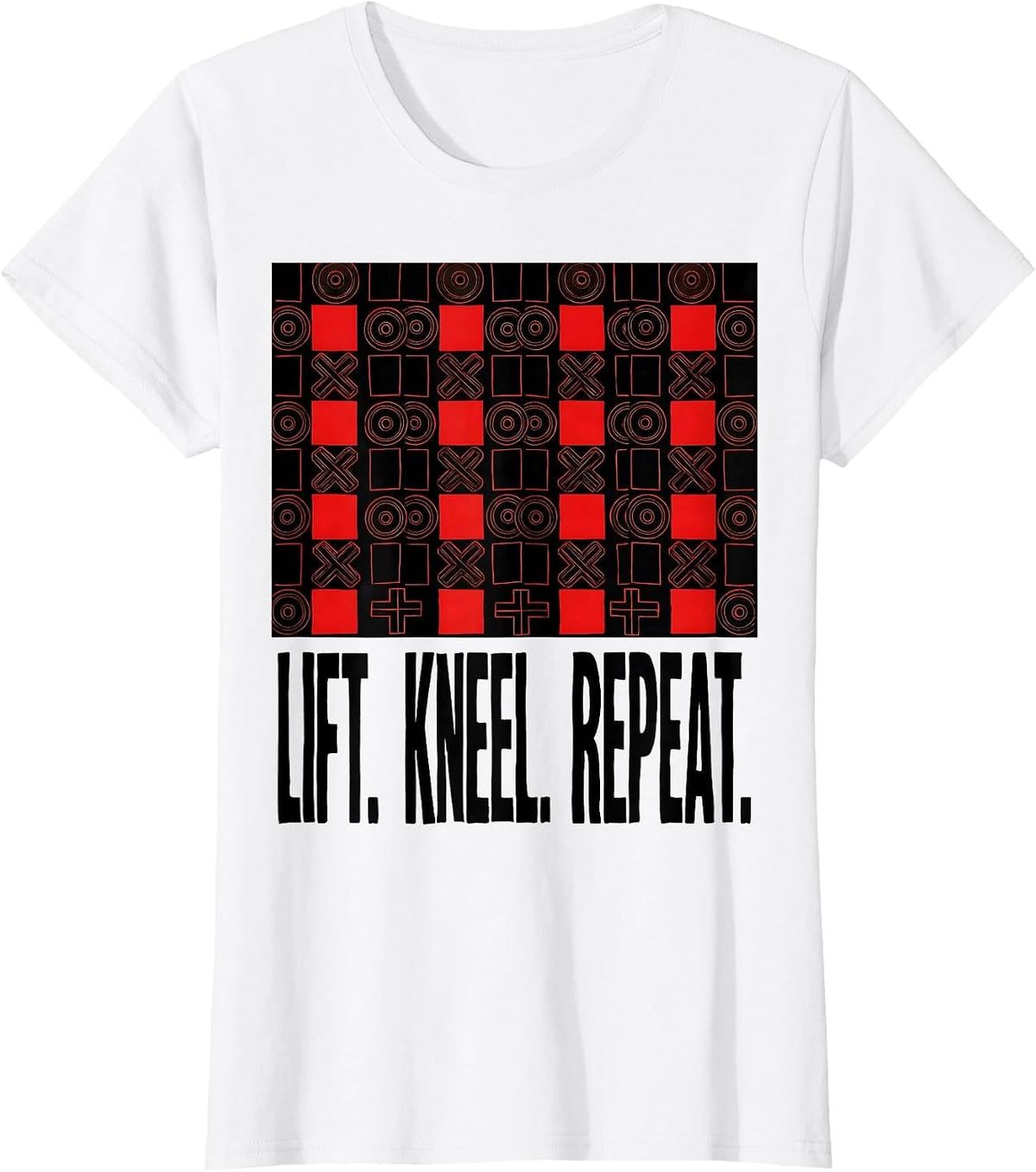 Lift. Kneel. Repeat. Geometric Christian Gym Workout T-Shirt - White