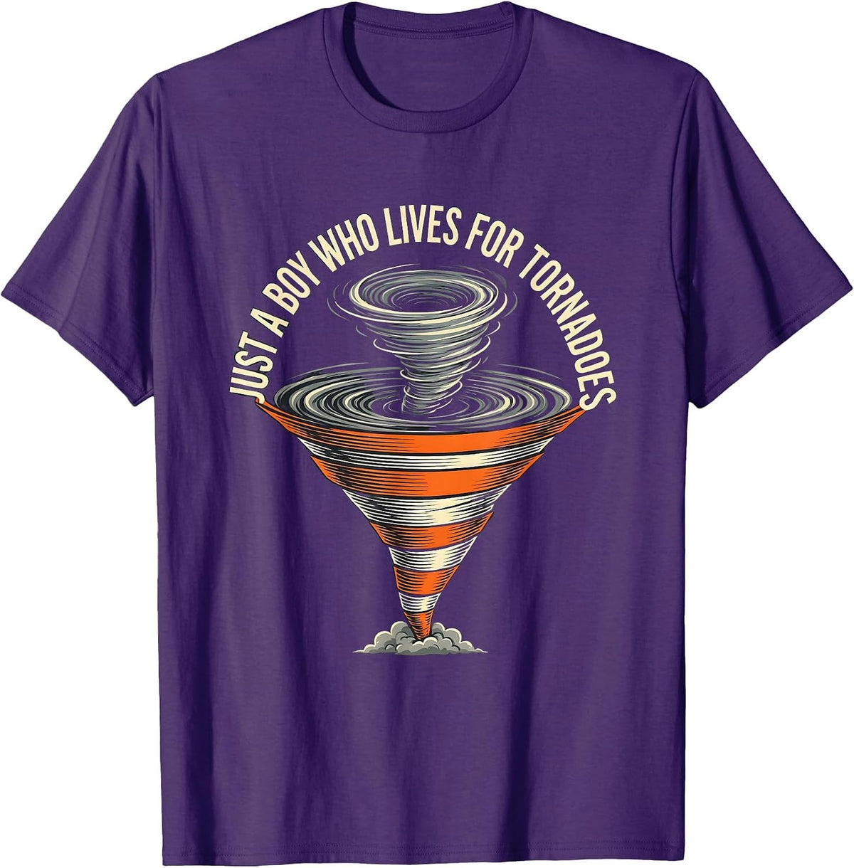 Men's Just A Boy Who Lives For Tornadoes Funny Storm Chaser T-Shirt - Purple