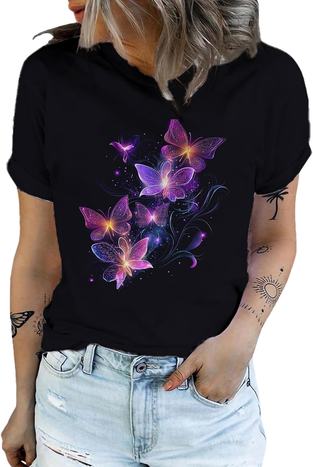 domirica 100% Cotton Tshirt for Women Flower Print Short Sleeve Crewneck Casual Dressy Funny 2025 Summer Boho Ladies Clothes