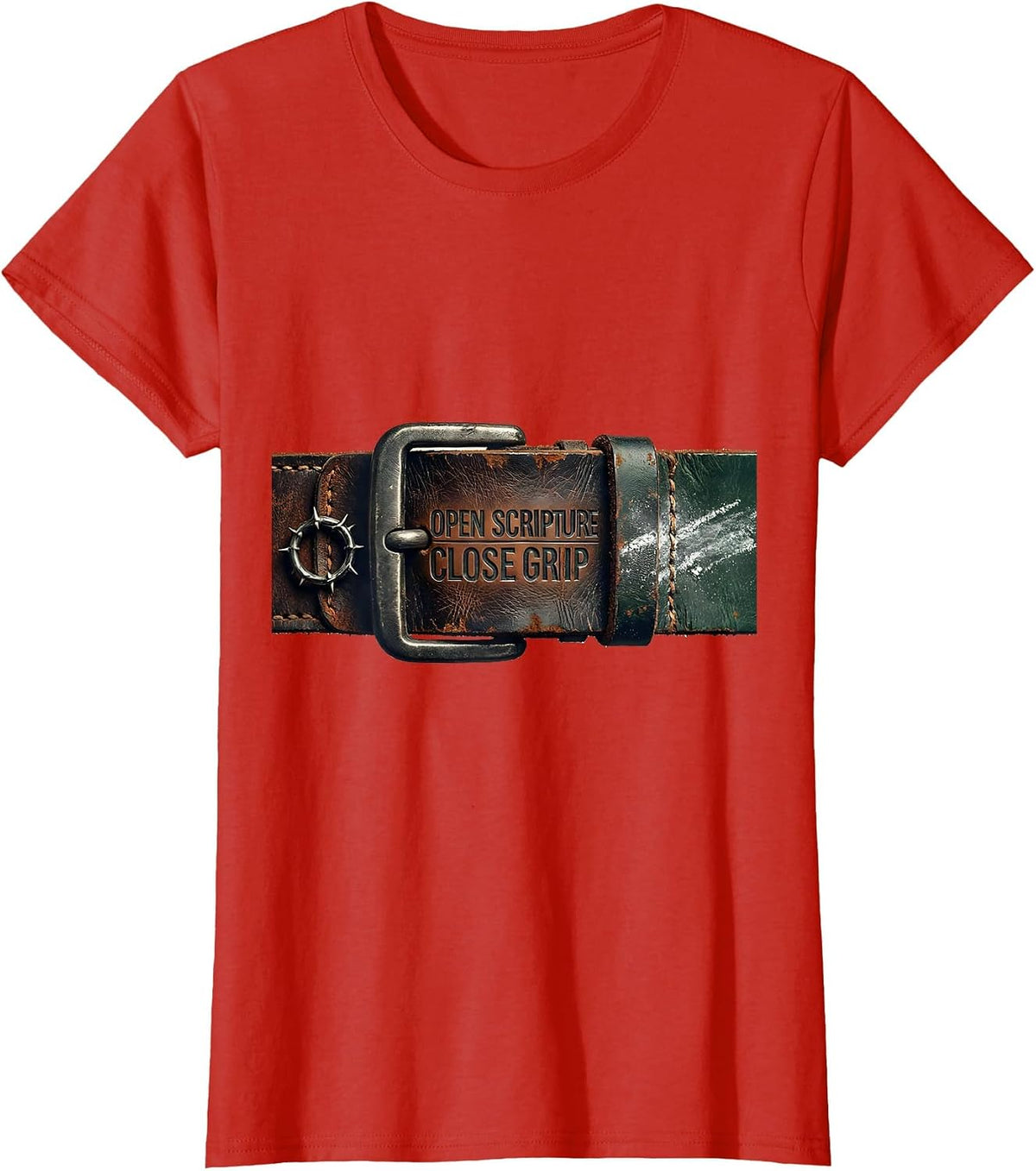 Open Scripture Close Grip Vintage Christian Gym Humor T-Shirt - Red