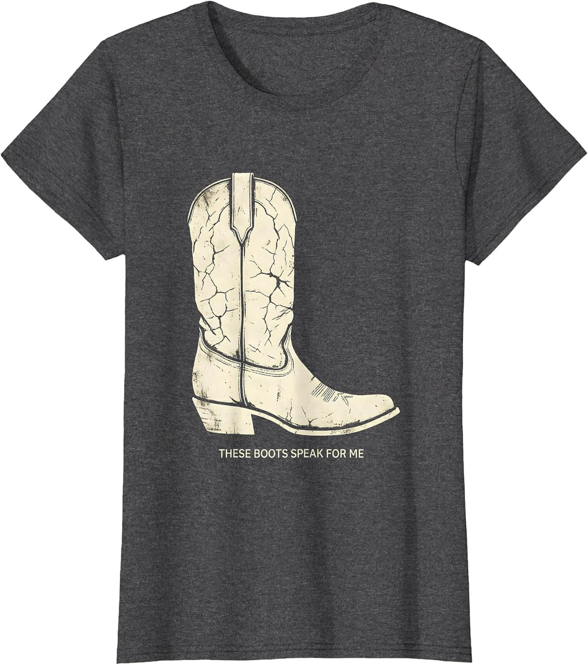 Women's These Boots Speak For Me Boho Western Country Music Fan T-Shirt - Dark Heather Grey