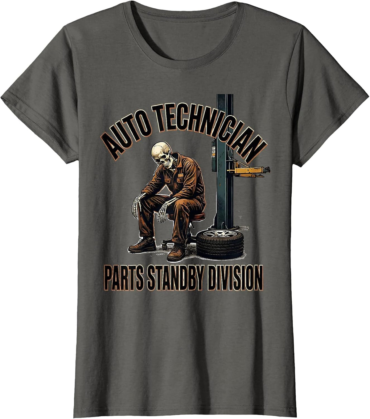 Women's Auto Technician Parts Standby Division Funny Mechanic T-Shirt - Asphalt Grey
