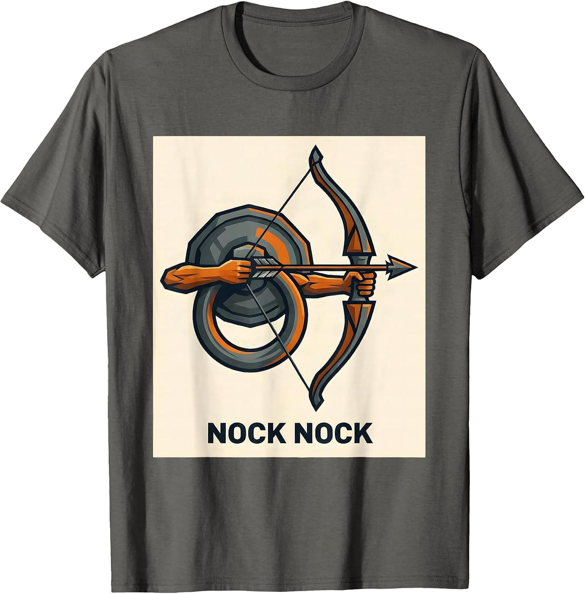 Men's Nock Nock Funny Deer Hunting Archery Hunter Dad Gift T-Shirt - Asphalt Grey