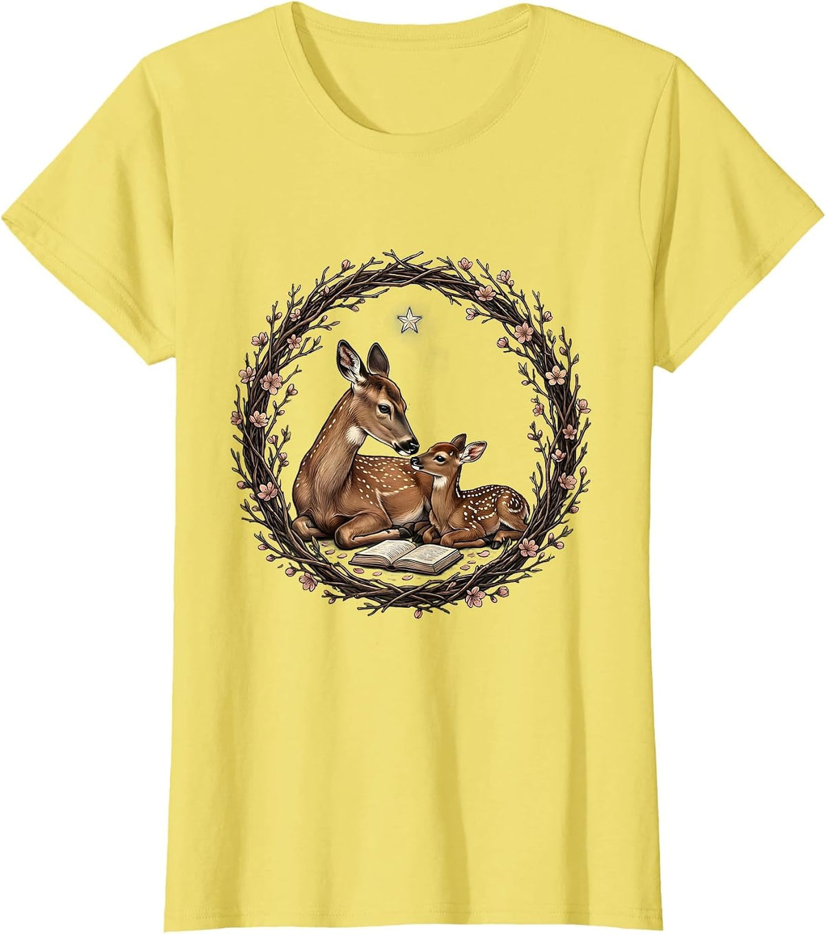 Mimi Reading Book to Grandchild Illustration T-Shirt - Lemon Yellow