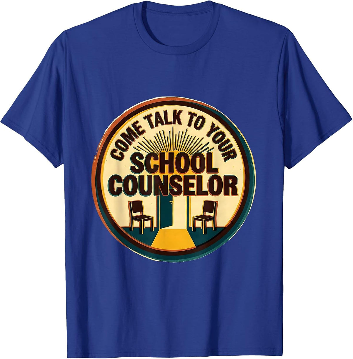 Men's Come Talk To Your School Counselor Groovy Retro Humor T-Shirt - Royal Blue