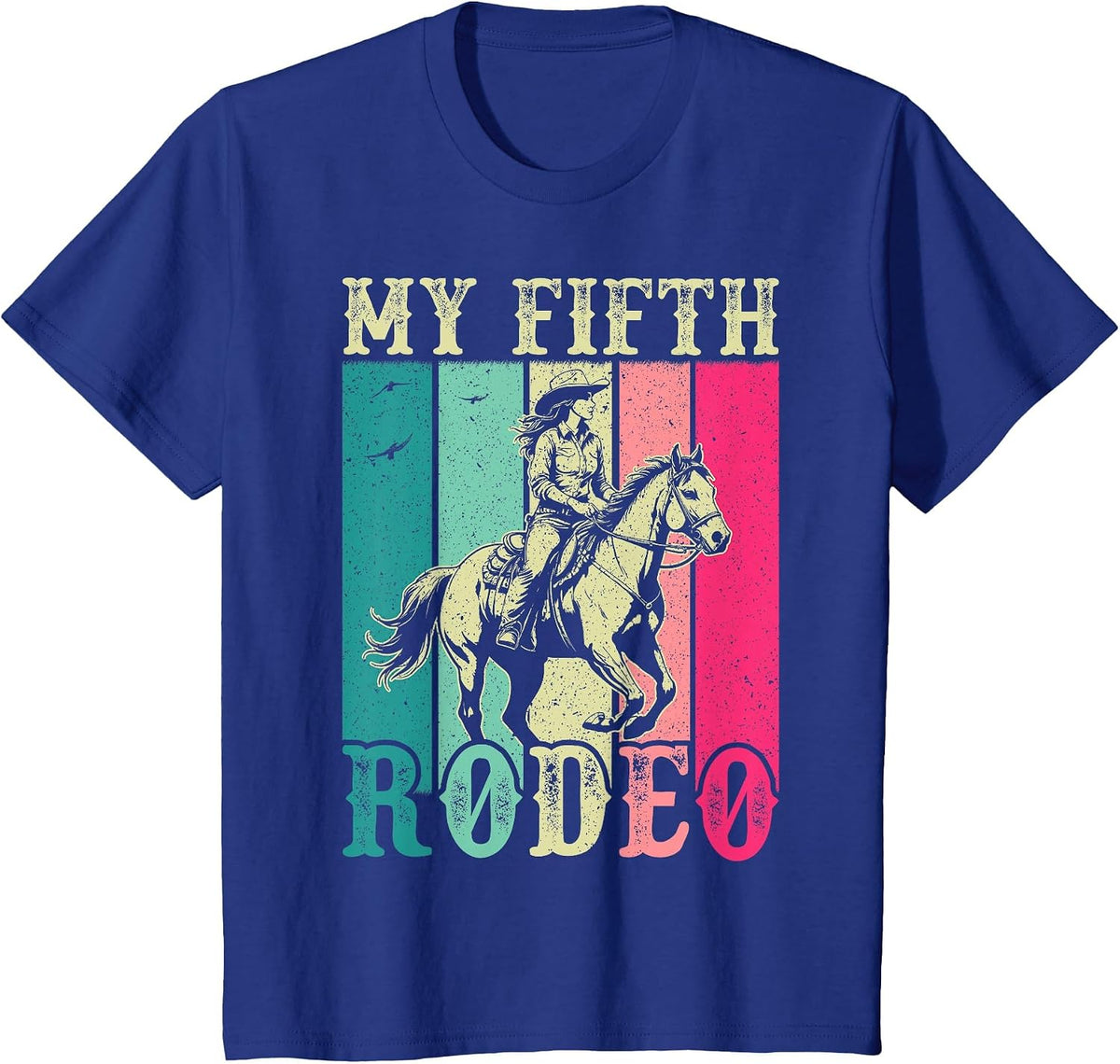 My Fifth Rodeo 5 Year Old Girl Cowgirl 5th Birthday Horse T-Shirt - Royal Blue
