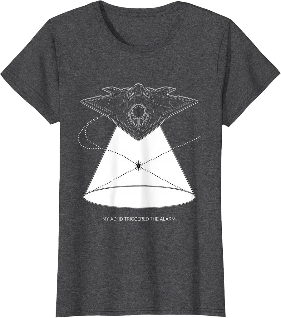 Women's My ADHD Triggered The Alarm Funny Neurodiversity Meme ADHD T-Shirt - Dark Heather Grey