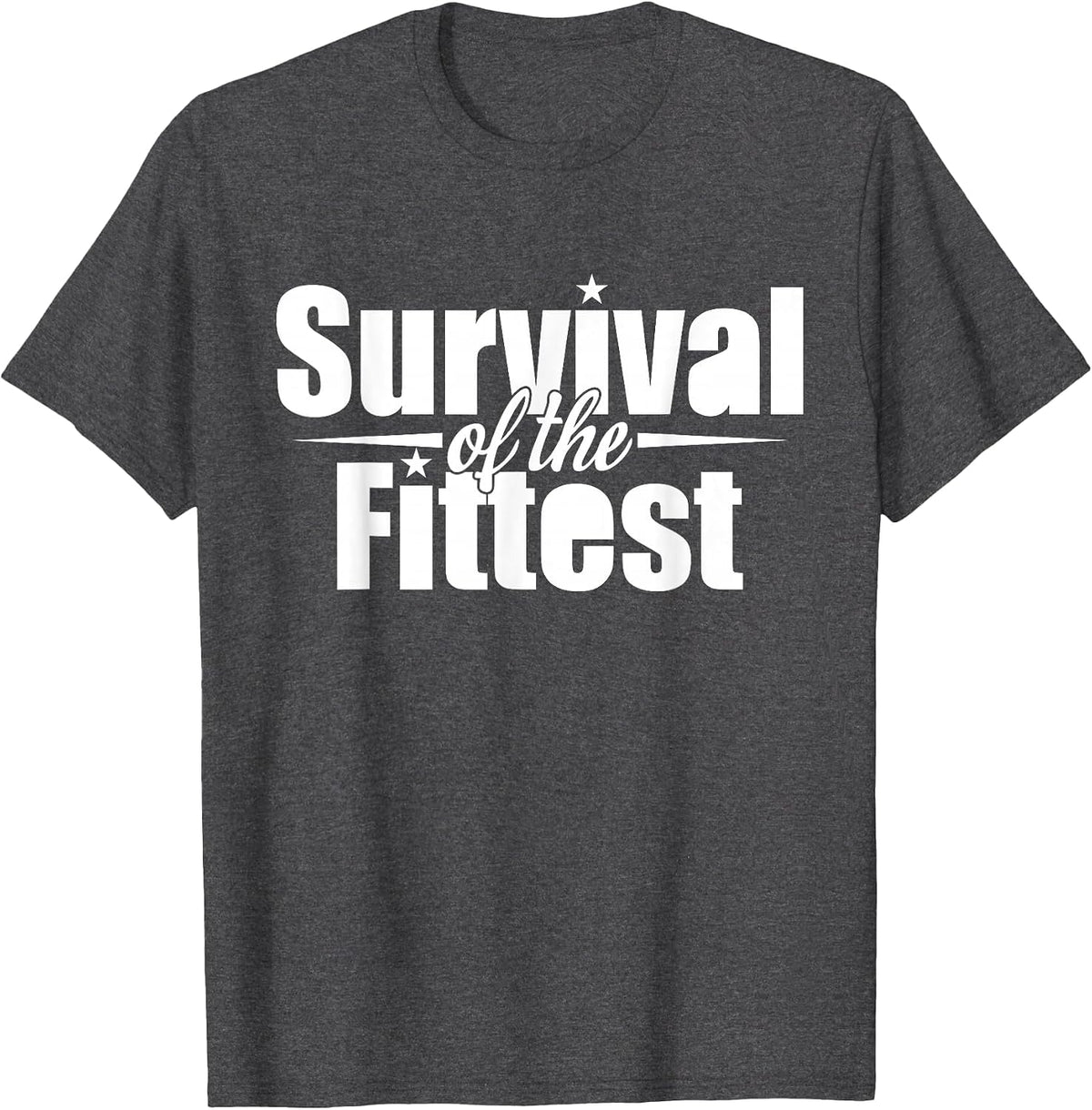 C596 Survival of THE Fittest T-Shirt Workout Gym MMA Fitness T-Shirt - Dark Heather Grey