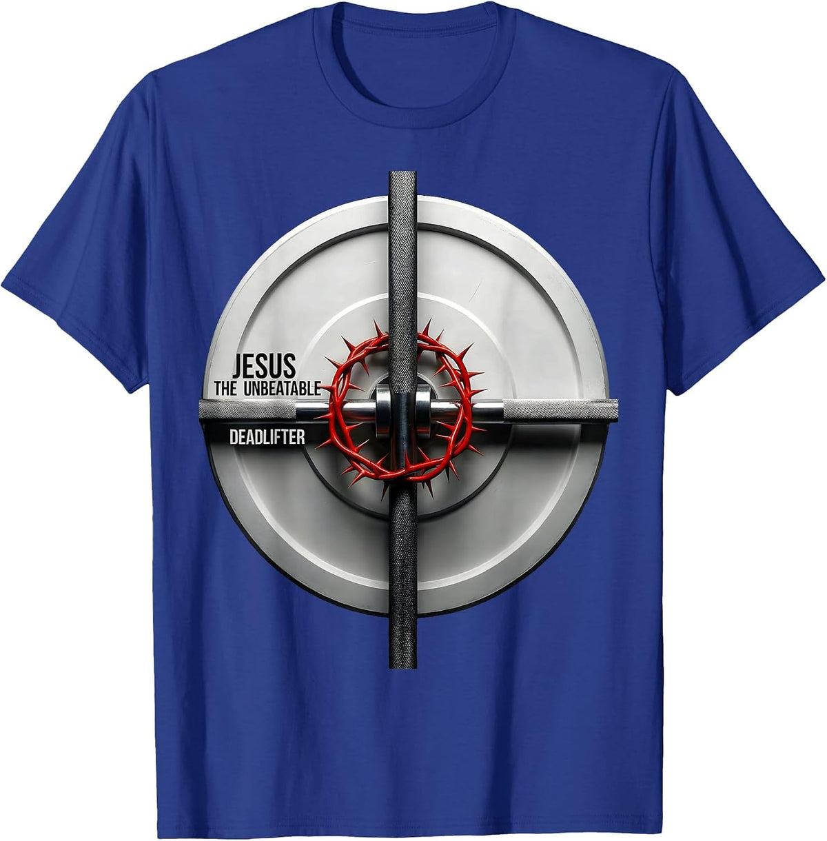 Men's Jesus The Unbeatable Deadlifter Funny Christian Gym T-Shirt - Royal Blue