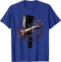 Butcher Cleaver Bone Split Bloody Splatter Graphic T-Shirt - Royal Blue