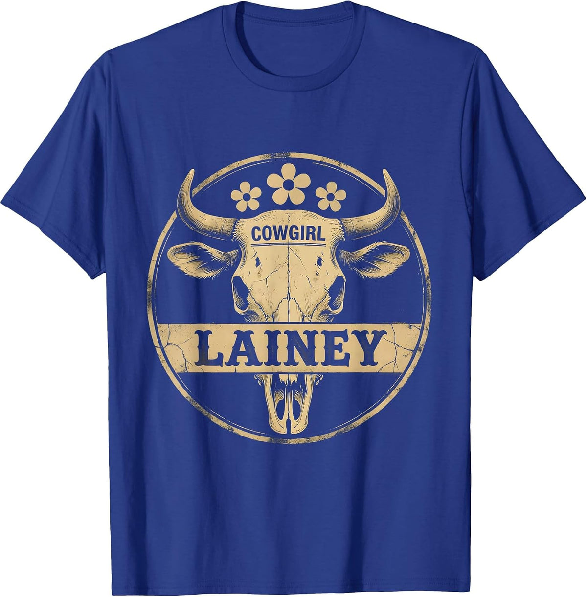 Men's Cowgirl Lainey Boho Western Personalized Name Gift T-Shirt - Royal Blue