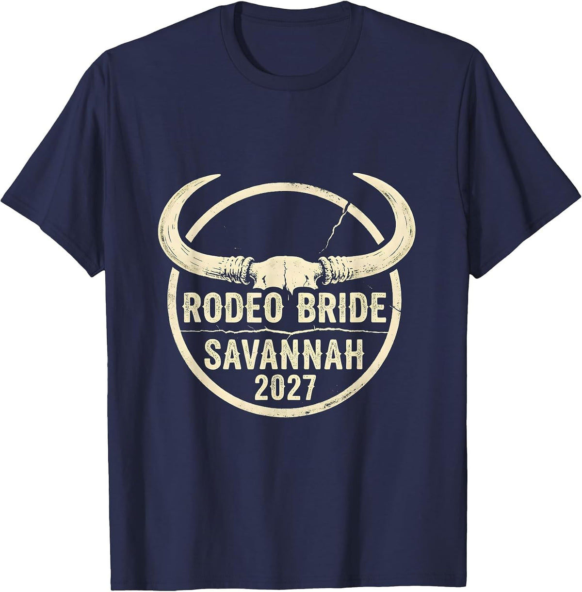 Rodeo Bride Savannah 2027 Boho Western Bachelorette Trip T-Shirt - Navy Blue